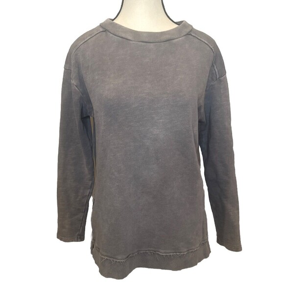 Anthropologie Pilcro Imogen Seamed Worn GRAY Crewneck Pullover Size XS - Picture 1 of 12